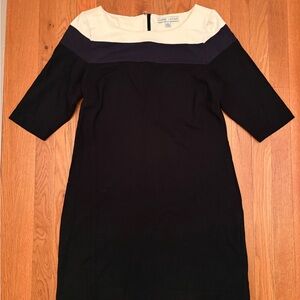 Elegant Black, Navy, and Cream Dress